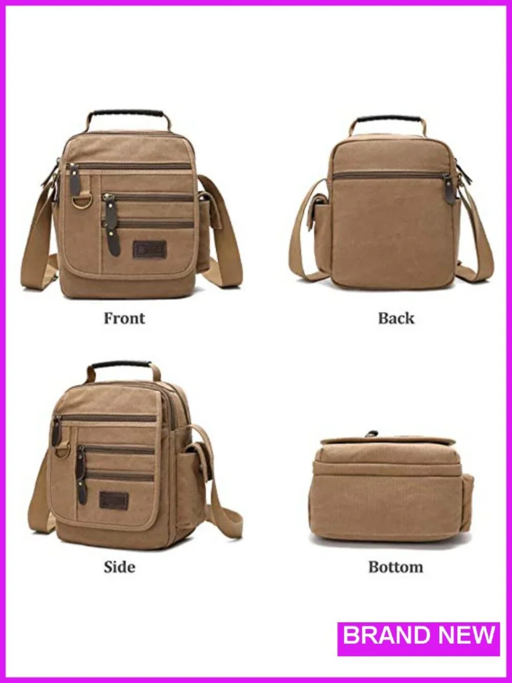 Canvas Messenger Bag Crossbody Shoulder Bag Vintage Multi-function Work Bag